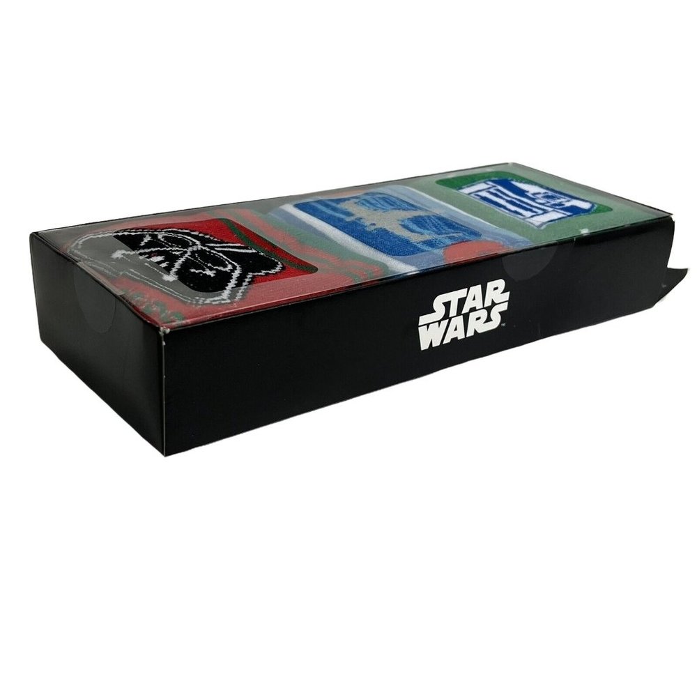 Disney Star Wars Men's Crew Socks 3 Pack Shoe Size 8-12 Bioworld Christmas Theme - Picture 12 of 12